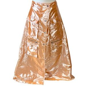 Anthropologie Let Me Be Metallic Cargo Maxi Skirt